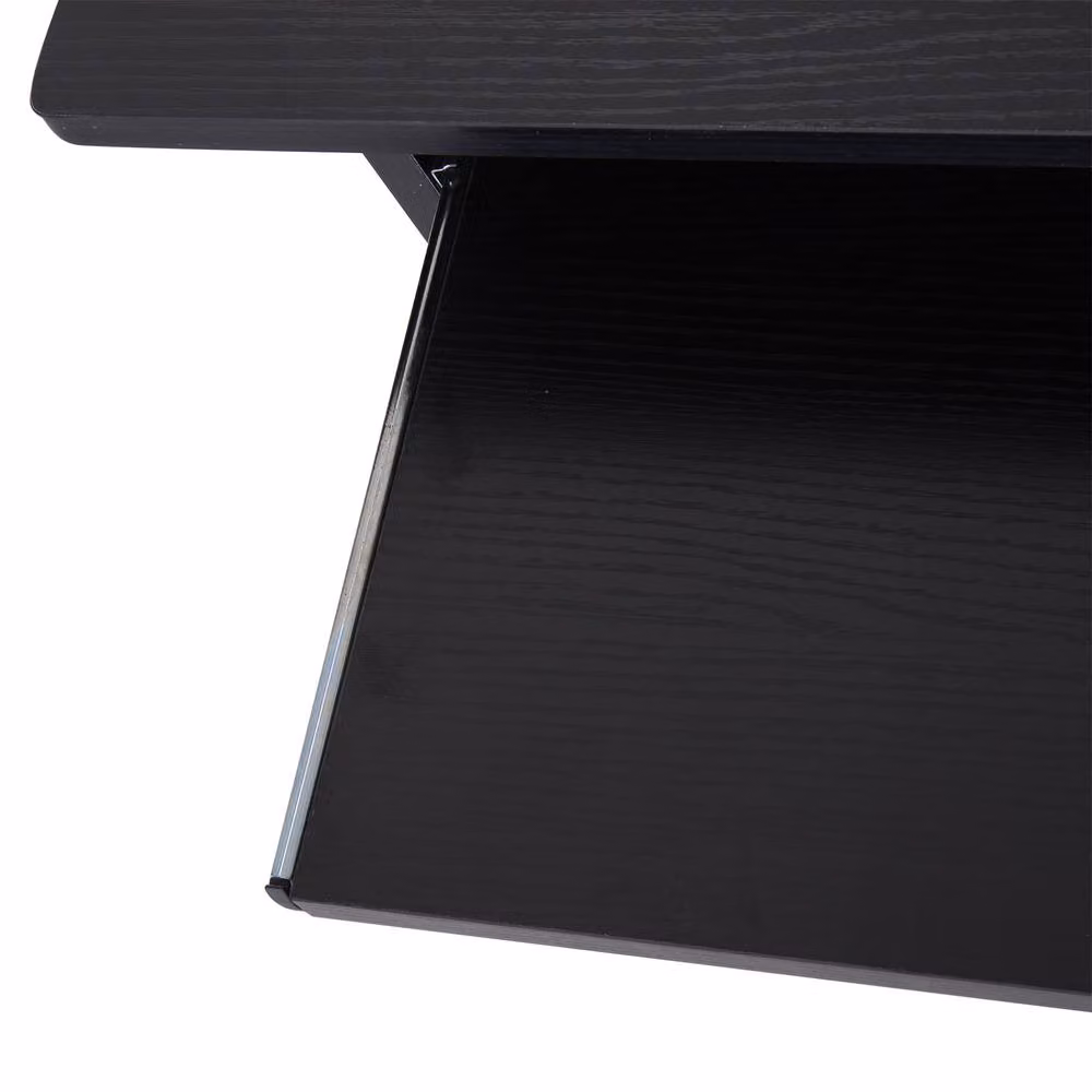 STILVORA Modern Computer Desk with Keyboard Tray and Shelves in Black – 7