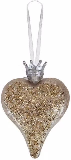 VFM e-Store Christmas Hanging Heart Pendant Decoration in White and Gold