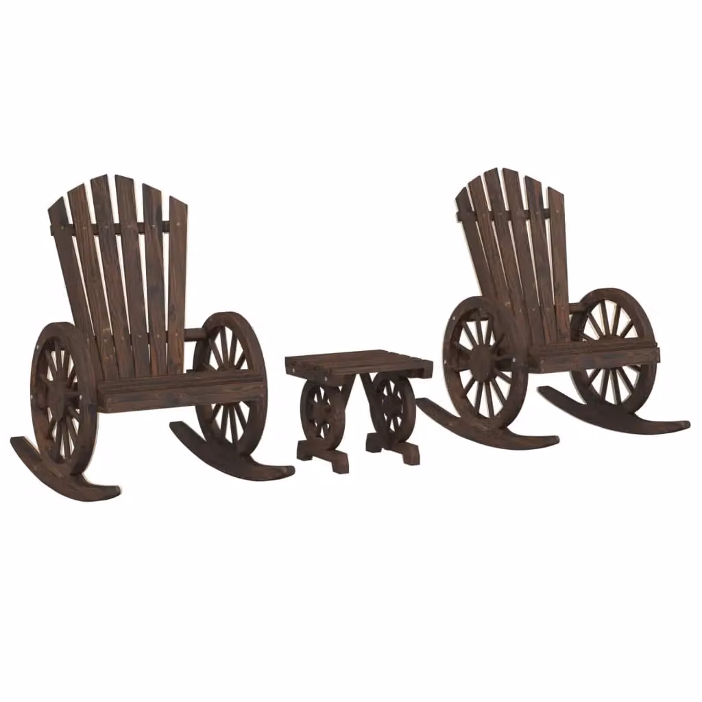 Berkfield Home 3 Piece Brown Solid Wood Garden Lounge Set with Armchair and Coffee Table – 2