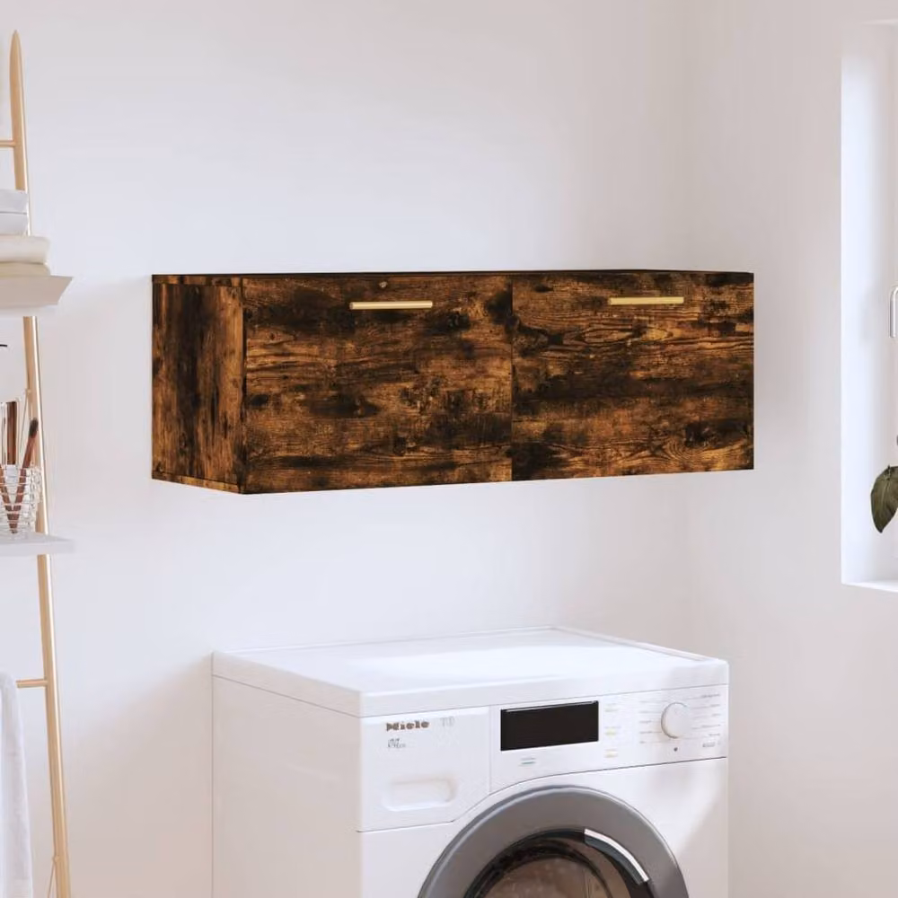 Berkfield Home Wall Mounted Smoked Oak Cabinet in Brown, W: 100 cm, D: 36.5 cm, H: 35 cm – 2