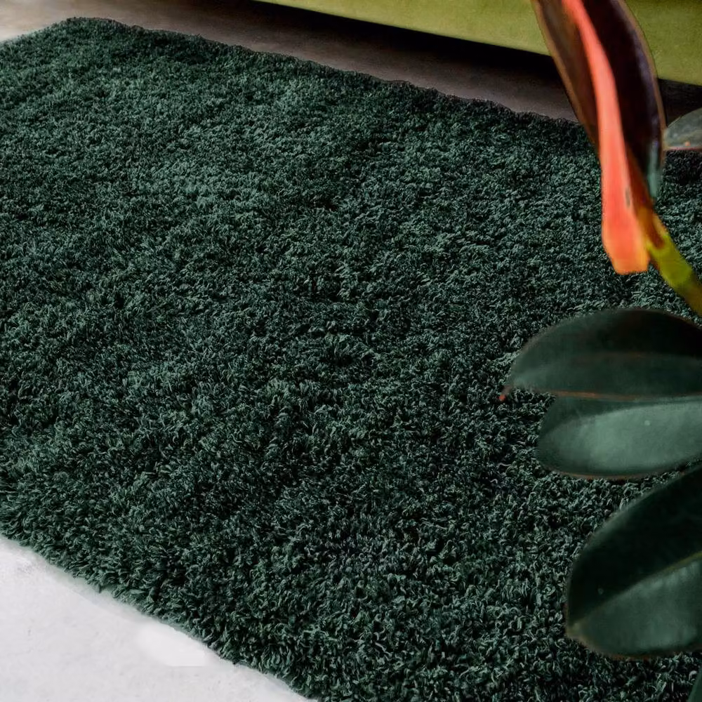 Kukoon Dark Green Shaggy Rug, Soft Plush Pile Rectangular Carpet, W: 200 cm, L: 290 cm – 2