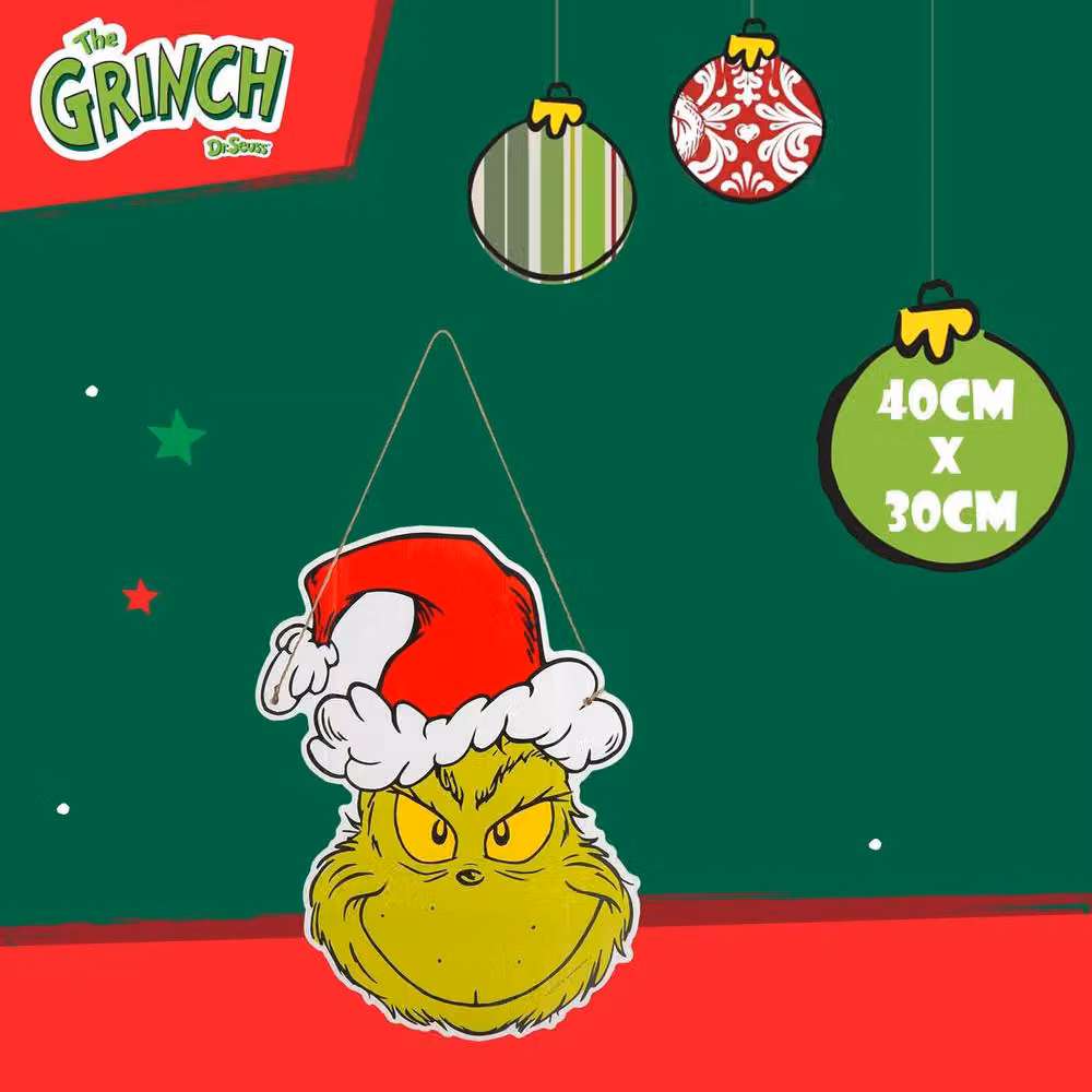 VFM e-Store Grinch Christmas Light Up Wall Decoration, Green, W: 40 cm, H: 30 cm – 2