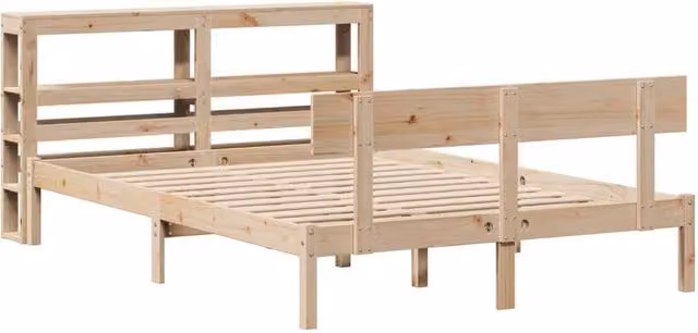Berkfield Home Beautiful Small Double Bed Frame in Natural Solid Pine, W/D/H: 120 x 200 x 82 cm