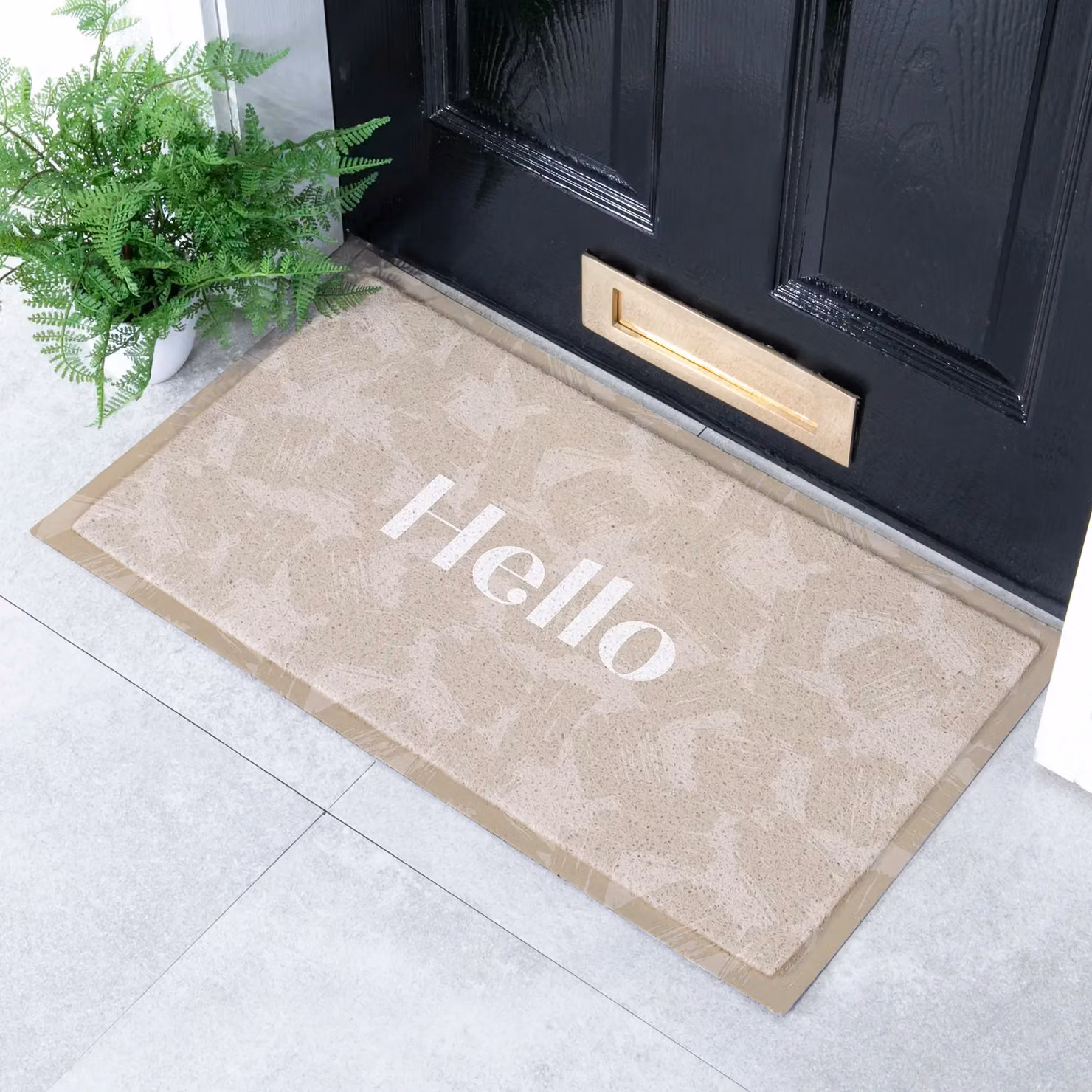 Artsy Mats Mocha Brush Hello Indoor Outdoor Doormat in Beige, W: 70 cm, D: 40 cm – 2