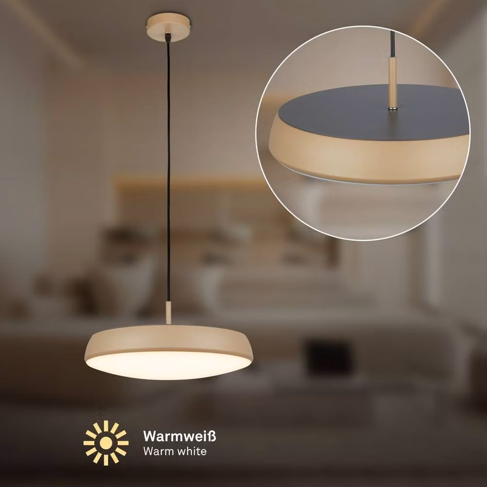 Briloner LED Pendant Light, Anthracite Macchiato and Beige, Warm White 3000K, 14.5W, 1800lm, W/D/H: 35 x 35 x 120 cm – 2