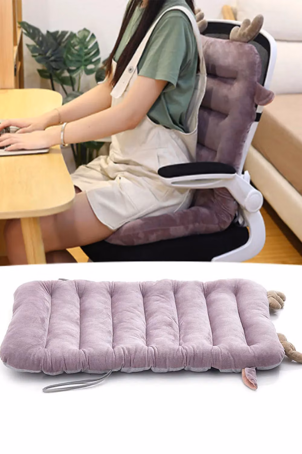 Living and Home Purple Cotton Back and Seat Cushion Set for Adults – 3