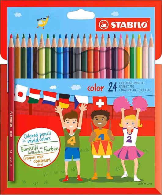 STABILO Neon Colouring Pencils, 24 Pack, Multicolour
