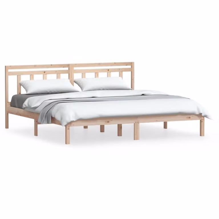 Berkfield Home Super King Size Solid Pine Wood Bed Frame in Brown, W/D/H: 180 x 200 cm