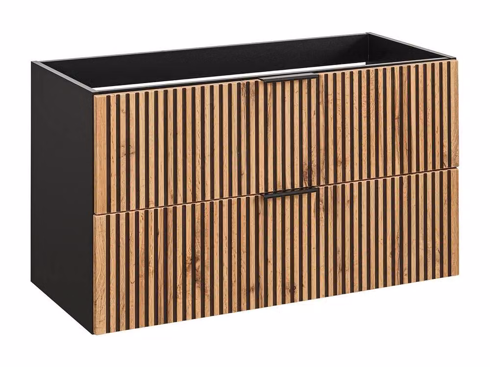 MADELA Wall-Mounted Bathroom Cabinet with Ceramic Basin in Black and White – 3