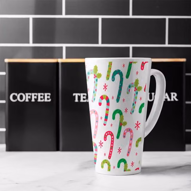 Candy Pattern Latte Mug in Green and Multicolour