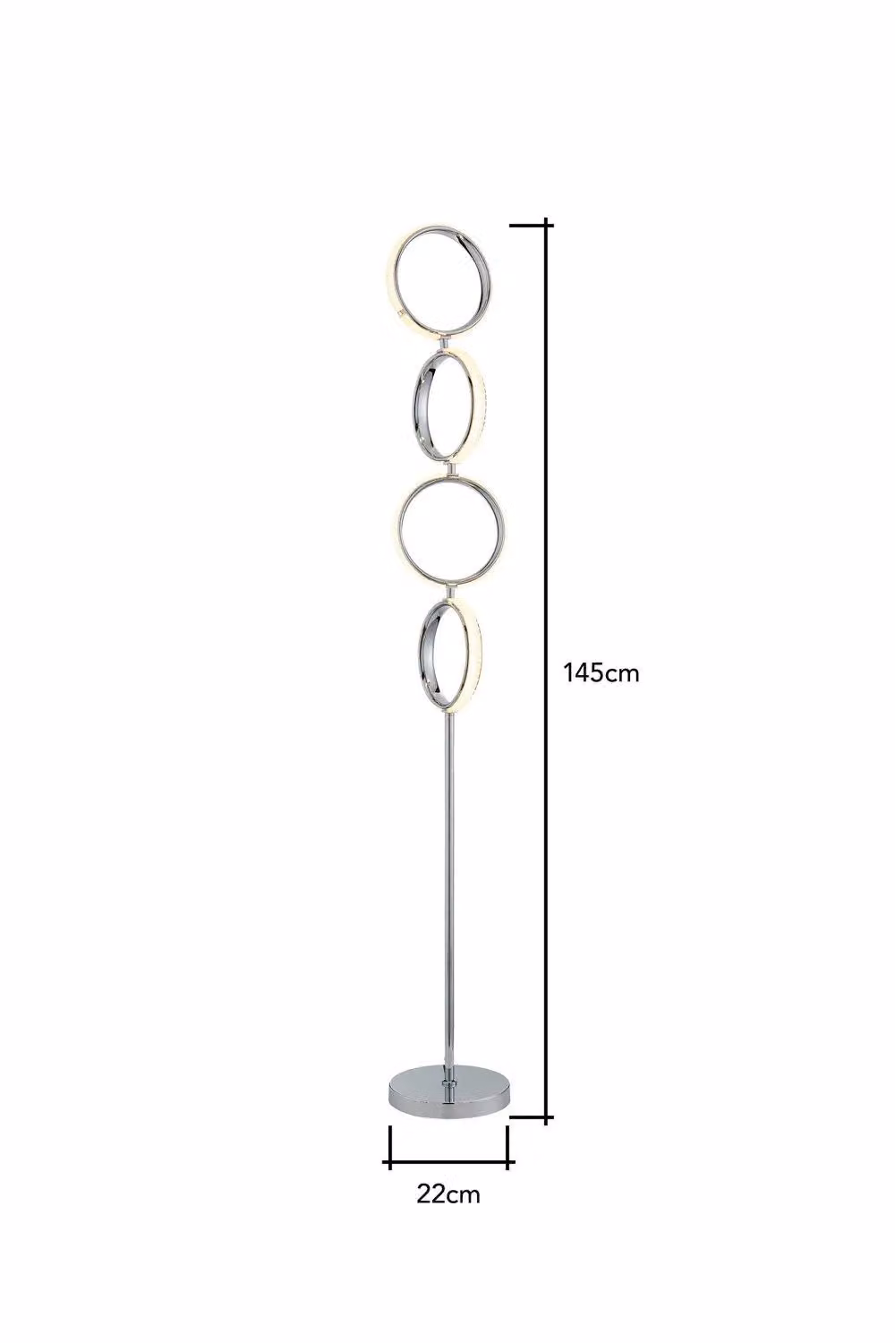 BHS Lighting Lena Modern LED Ring Floor Lamp in Silver – 3