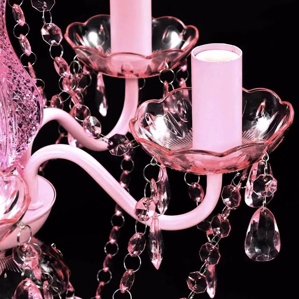 Berkfield Home Crystal Pink Ceiling Light with 5 LED Bulbs – 3