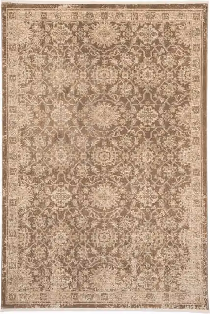 Kukoon Beige and Brown Traditional Floral Luxury Living Room Area Rug, W/D/H: 240 x 330 cm