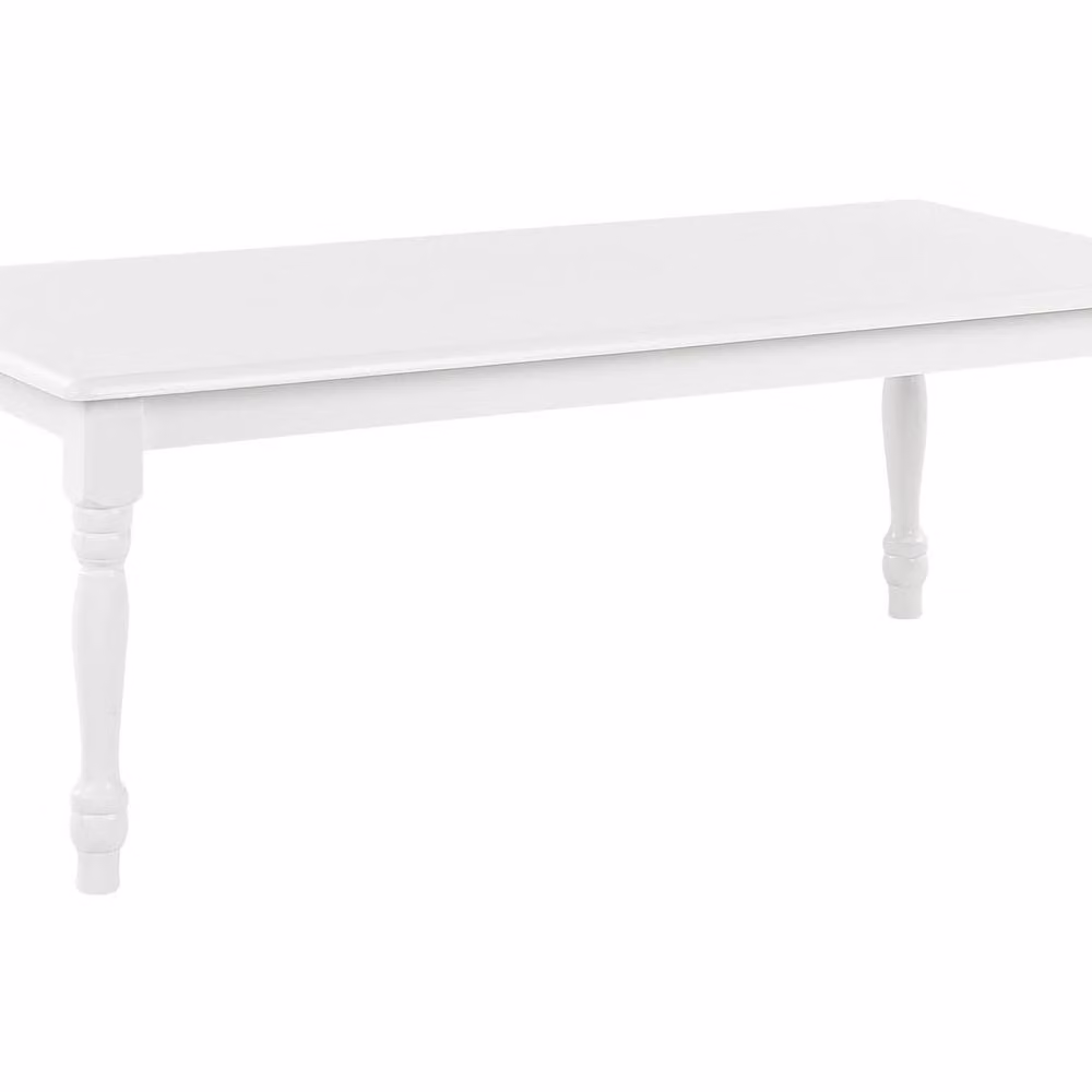 Wyld and Coco White Painted Rectangular Coffee Table with Turned Legs in Rubberwood and MDF – 2