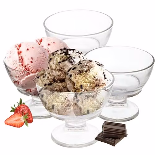 Orsina Set of Four Round Sundae Dishes in Transparent Glass, W: 11 cm, D: 11 cm, H: 9 cm – 1