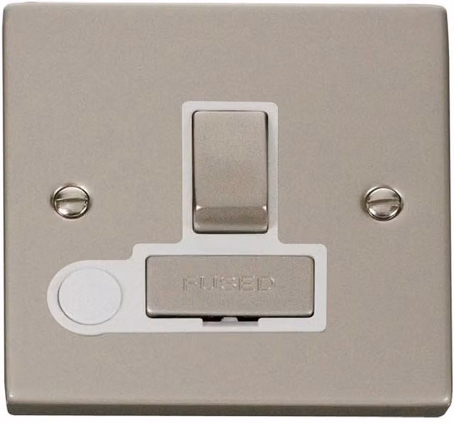 SE HOME Pearl Nickel 13A Fused Ingot Connection Unit Switched with Flex in White