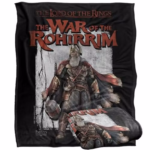 LOGOVISION Lord of the Rings War of the Rohirrim Helm Hammerhand Band Super Soft Silky Touch Fleece Throw Blanket, Multicolour, W: 152 cm, D: 127 cm