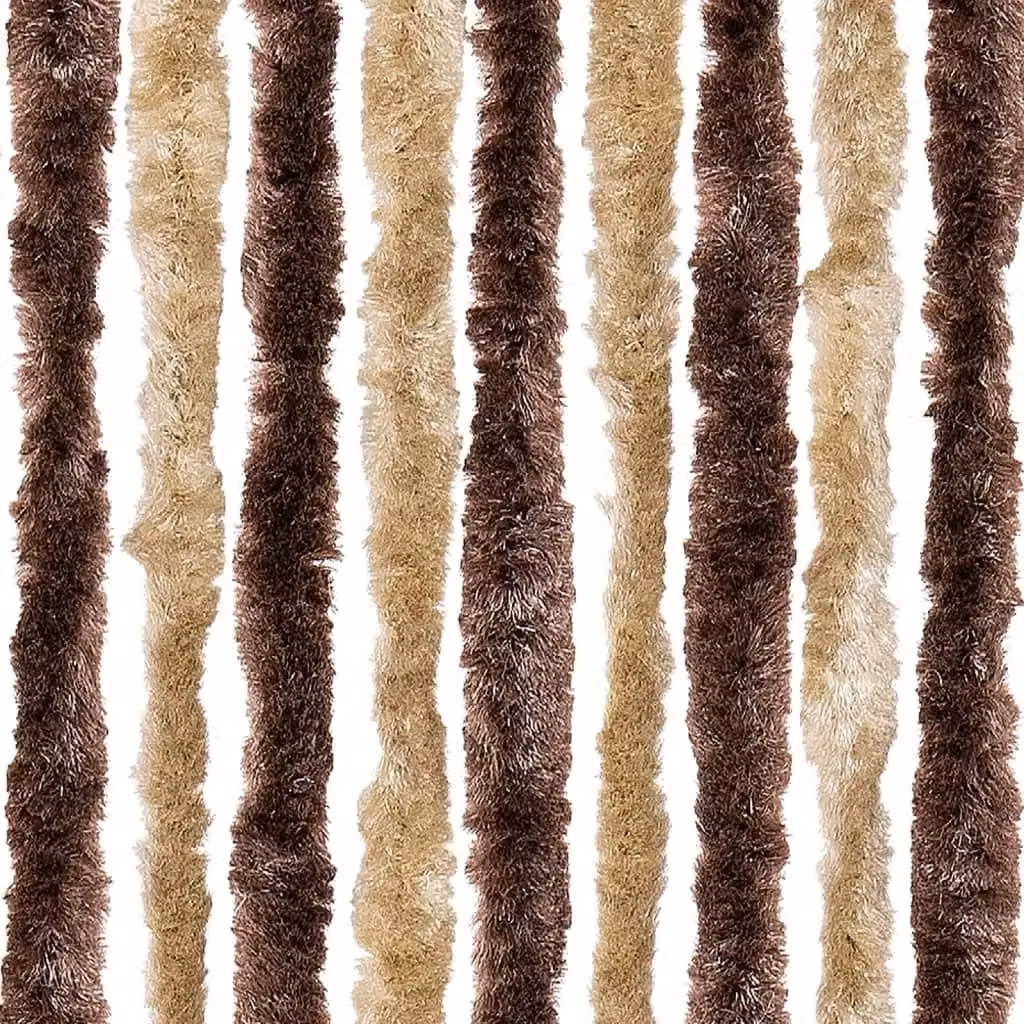 Berkfield Home Striped Chenille Insect Curtain in Beige and Brown, W: 56 cm, H: 200 cm – 4