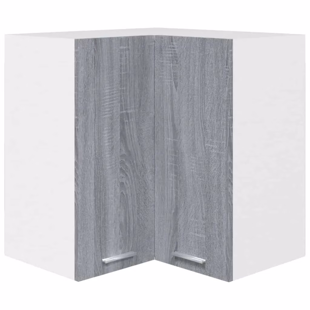 Berkfield Home Grey Sonoma Wall Mounted Corner Kitchen Cabinet with Hinged Doors W/D/H: 57 x 57 x 60 cm – 2