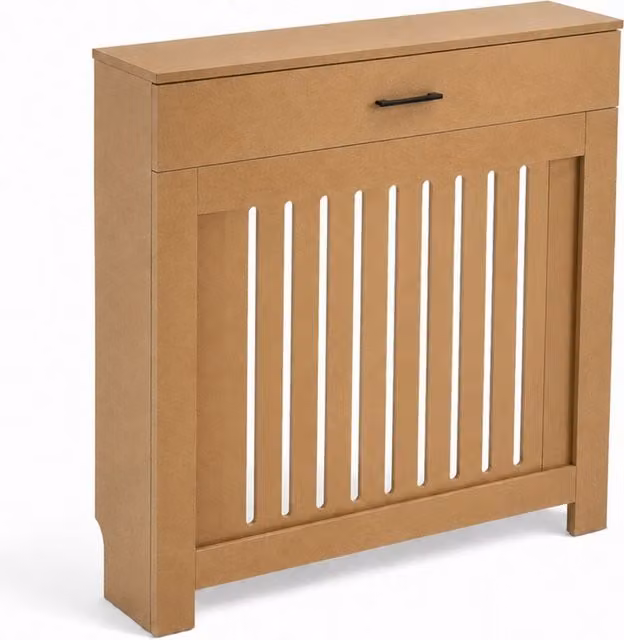 Jack Stonehouse Vertical Slat Unpainted Wooden Radiator Cover with Storage Drawers in Brown