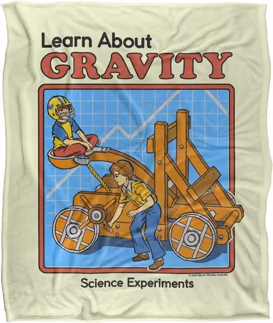 Steven Rhodes Learn About Gravity Super Soft Microfibre Throw Blanket, Multicolour, W/D/H: 91 x 147 cm