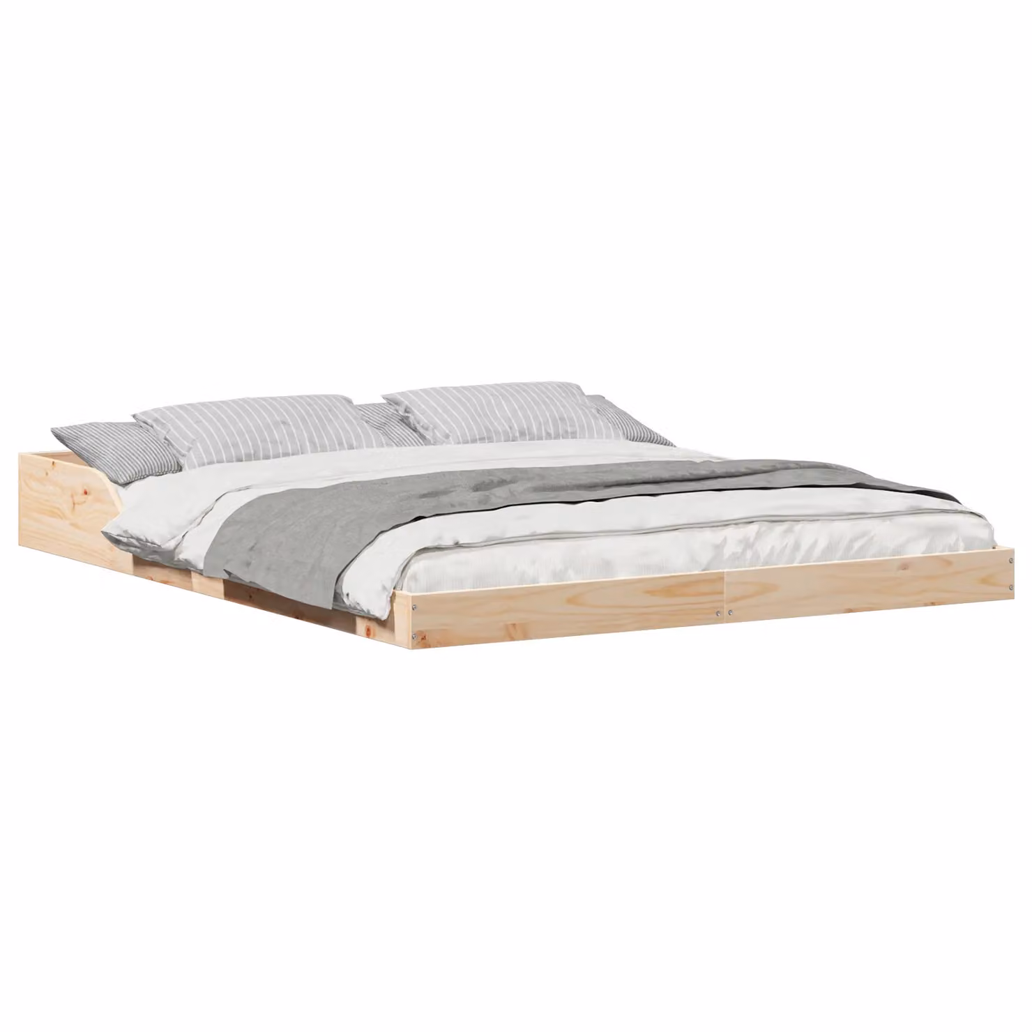 Berkfield Home Brown Solid Pine Wood Bed Base W/D/H: 220 x 140 cm – 2