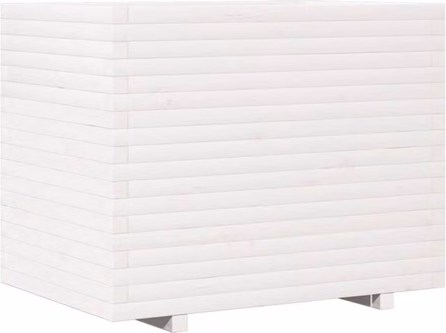 Berkfield Home White Solid Wood Pine Garden Planter W: 90 cm, D: 60 cm, H: 72.5 cm