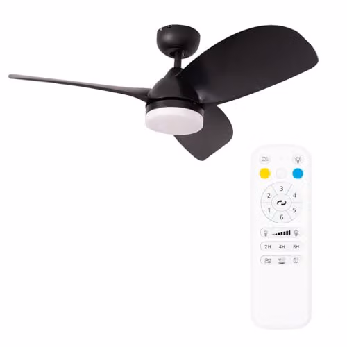 ValueLights 36 inch Black Ceiling Fan with Integrated LED Light and Remote Control