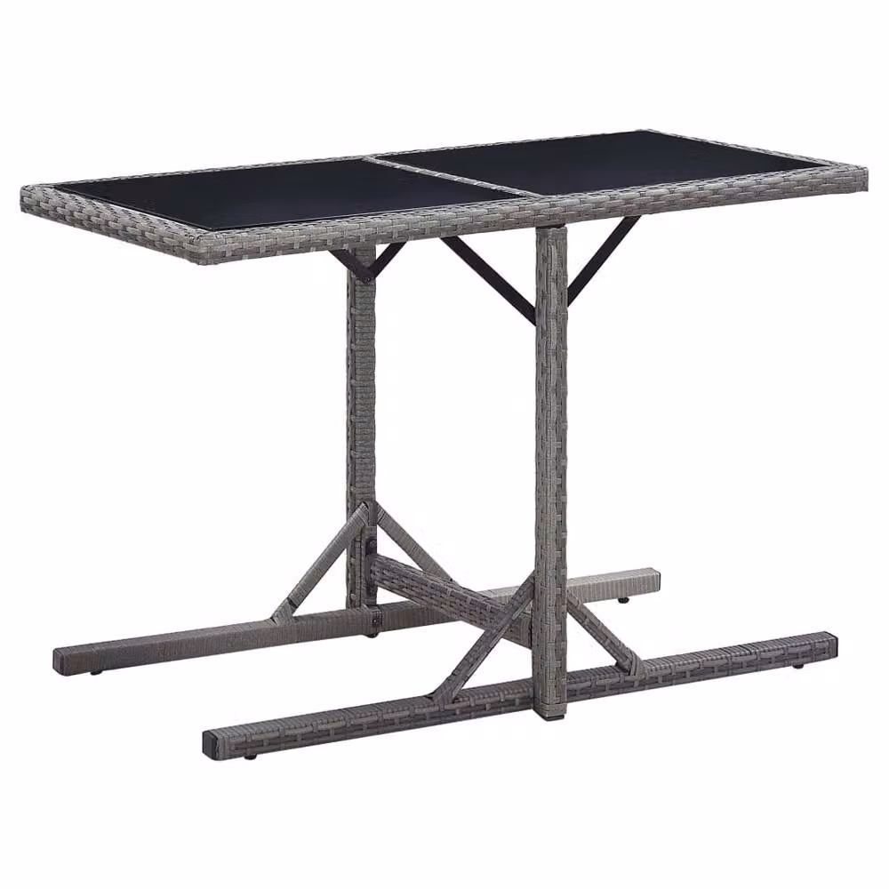 Berkfield Home Anthracite Garden Table in Grey Poly Rattan and Glass, W/D/H: 110 x 53 x 72 cm – 2