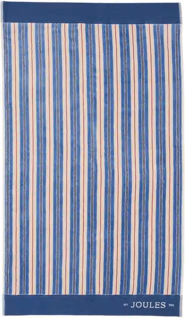 Joules Grove Striped Cotton Terry Hand Towel in Blue and Red – 1