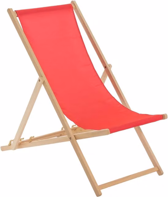 Harbour Housewares Pink Wooden Folding Garden Sun Lounger Deck Chair with Armrests