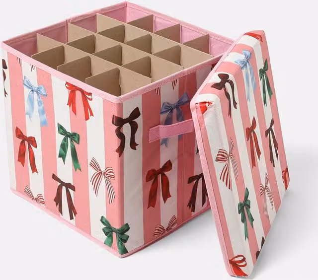 OHS Christmas Bauble Storage Box Organiser with 64 Slots in Pink