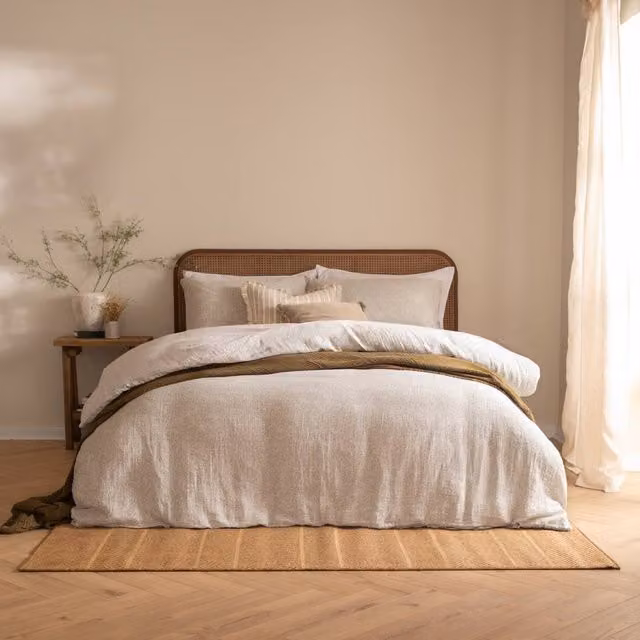 Yard Perrie Leaf Muslin 100% Cotton Duvet Cover Set in Sand, W/D/H: 200 x 200 cm – 1