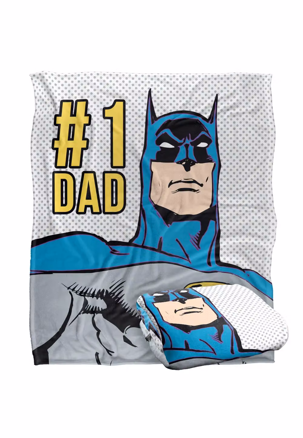 Batman No.1 Dad Super Soft Silky Touch Throw Blanket, White and Multicolour, W: 152 cm, D: 127 cm – 2