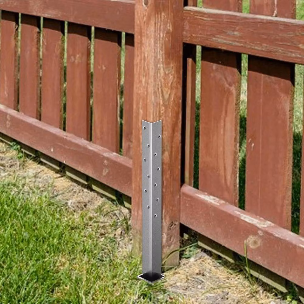 FLAVORA Heavy Duty Fence Post Repair Stakes Kit, 2 Pieces, Galvanised Silver, H: 120 cm, W: 3.2 cm – 5