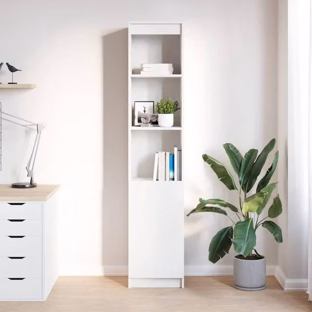 Berkfield Home White Highboard with Internal Shelves and Hinged Doors, W/D/H: 37.5 x 35 x 180 cm
