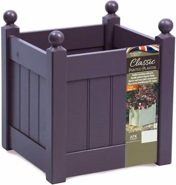 AFK Small Classic Painted Wooden Planter Tub in Purple