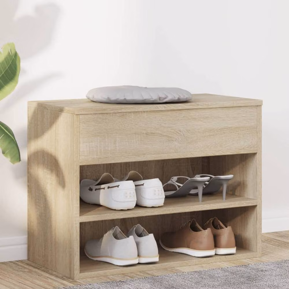 Berkfield Home Shoe Bench in Sonoma Oak, Beige, W/D/H: 60 x 30 x 45 cm – 2
