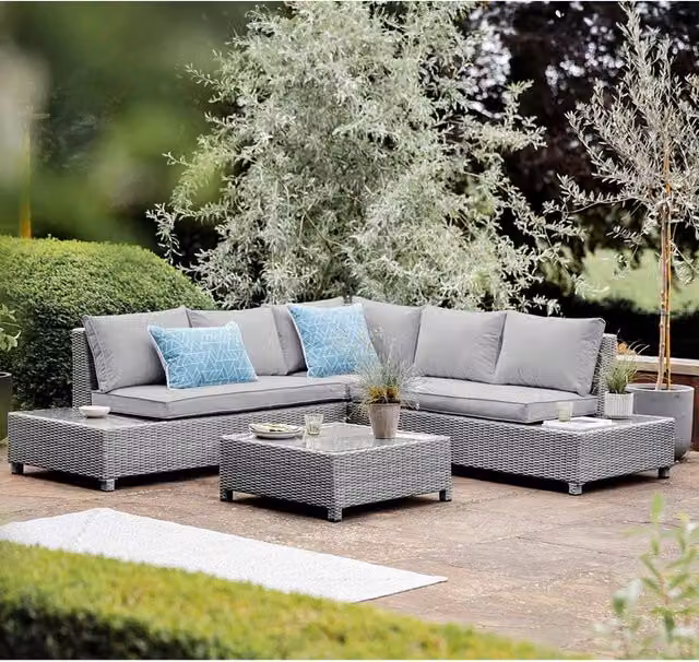 Chilli Seating Monte Carlo Stone Modular Lounger Outdoor Garden Furniture in Grey, W/D/H: 230 x 75 x 68 cm