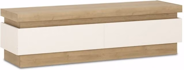 Furniture To Go Lyon 2 Drawer TV Cabinet in White and Oak High Gloss