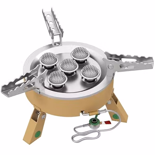 Outsunny High Power Gas Camping Stove in Khaki with Stainless Steel Components – 1