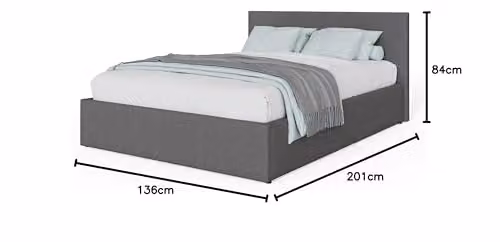 Home Source Classic Fabric Ottoman Storage Bed in Grey, W/D/H: 120 x 201 x 85 cm – 3