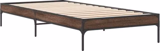 Berkfield Home Durable Bed Frame in Brown Oak, W/D/H: 101.5 x 200 x 30 cm