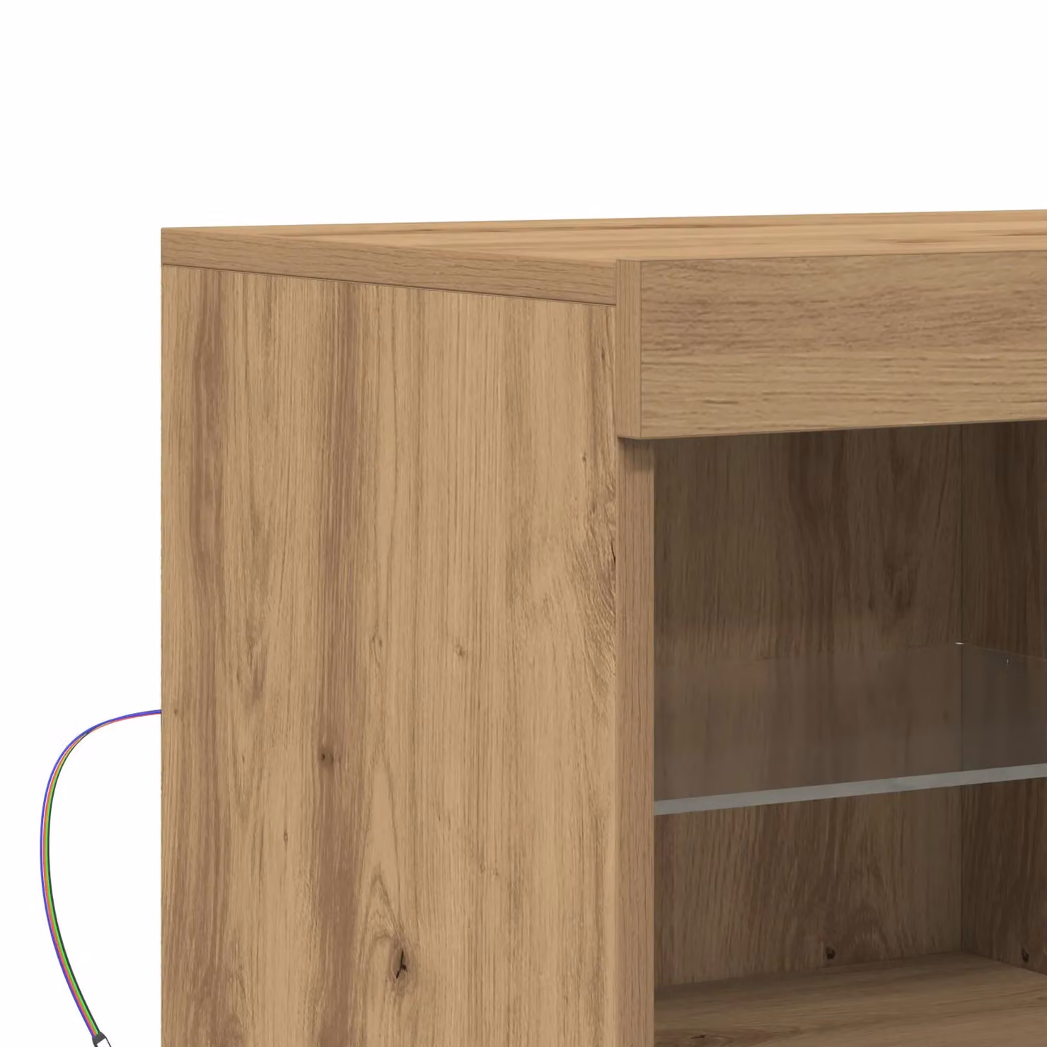 Berkfield Home Artisan Oak Sideboard with Integrated LED Lights in Brown, W/D/H: 81 x 37 x 67 cm – 4