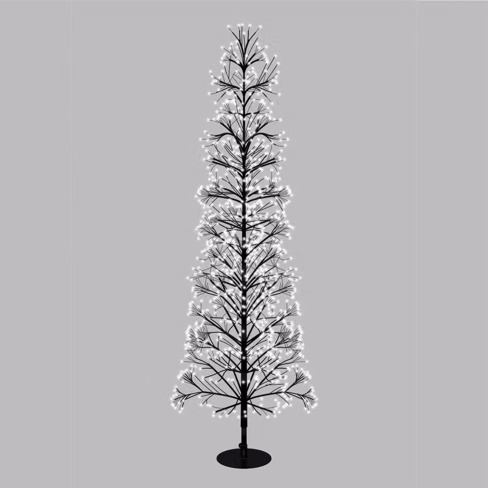 Pegdev Pre-Lit Christmas Tree with 2000 Warm White Micro LEDs and Timer, Black Frame, Height: 150 cm – 2