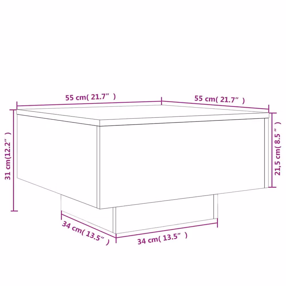 Berkfield Home Grey Sonoma Coffee Table, W/D/H: 55 x 55 x 31 cm – 3