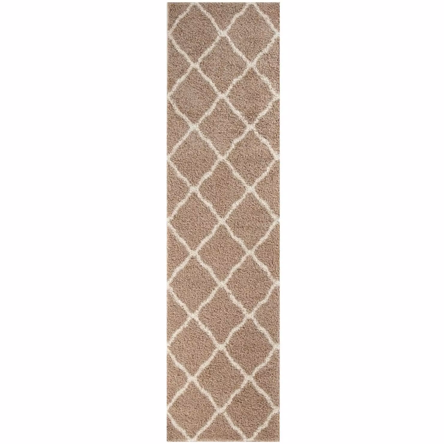 THE RUGS Moroccan Soft High Pile Shaggy Lattice Rug, Beige, W: 120 cm, D: 170 cm – 4