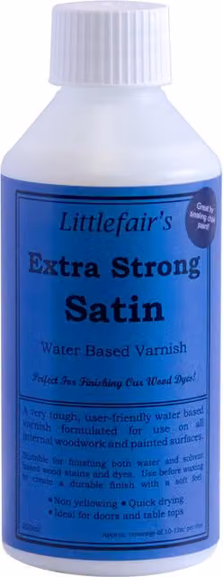 Littlefairs Extra Strong Indoor Water Based Wood Varnish, Satin, Natural, 0.25 l