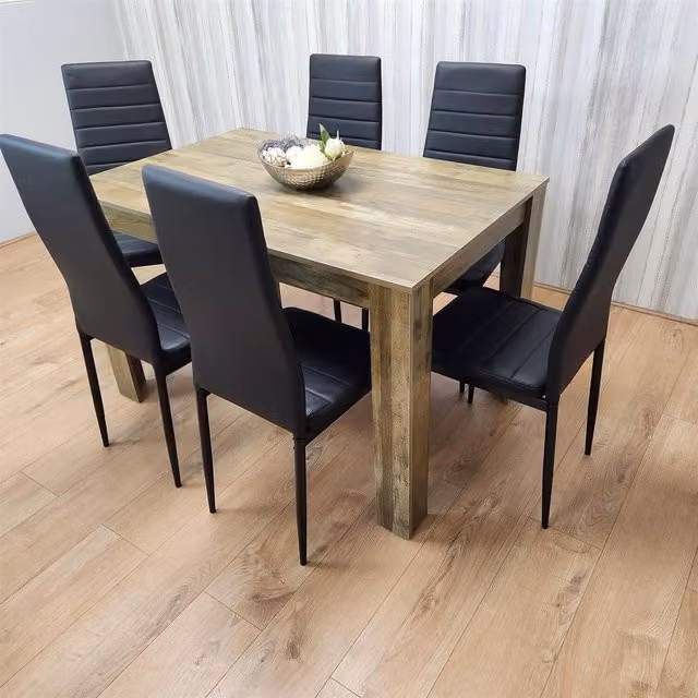 Kosy Koala Ruby Rectangular Dining Set of 6 in Black, Brown or Grey