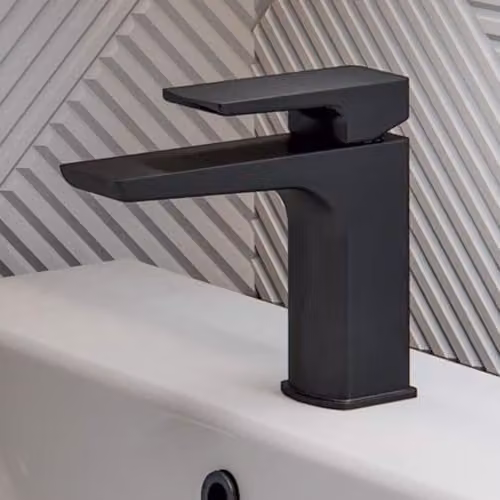 Nes Home Cloakroom Mono Basin Mixer Tap with Waste in Matte Black Brass